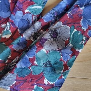 Vintage Norseman Mens Tie Watercolor Floral Maroon Blue Teal Purple 4" Wide USA